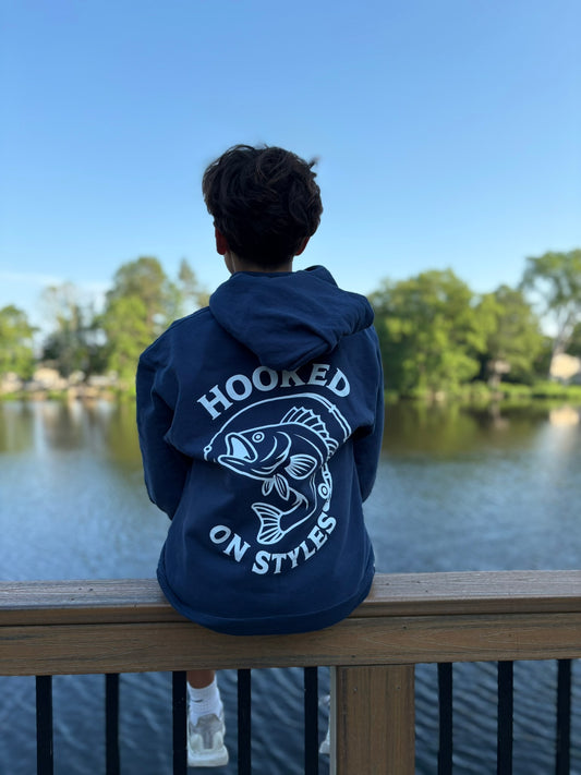 Bass Fishing Hoodie-Navy