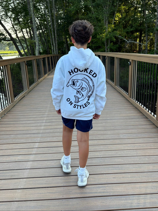 Bass Fishing Hoodie-White