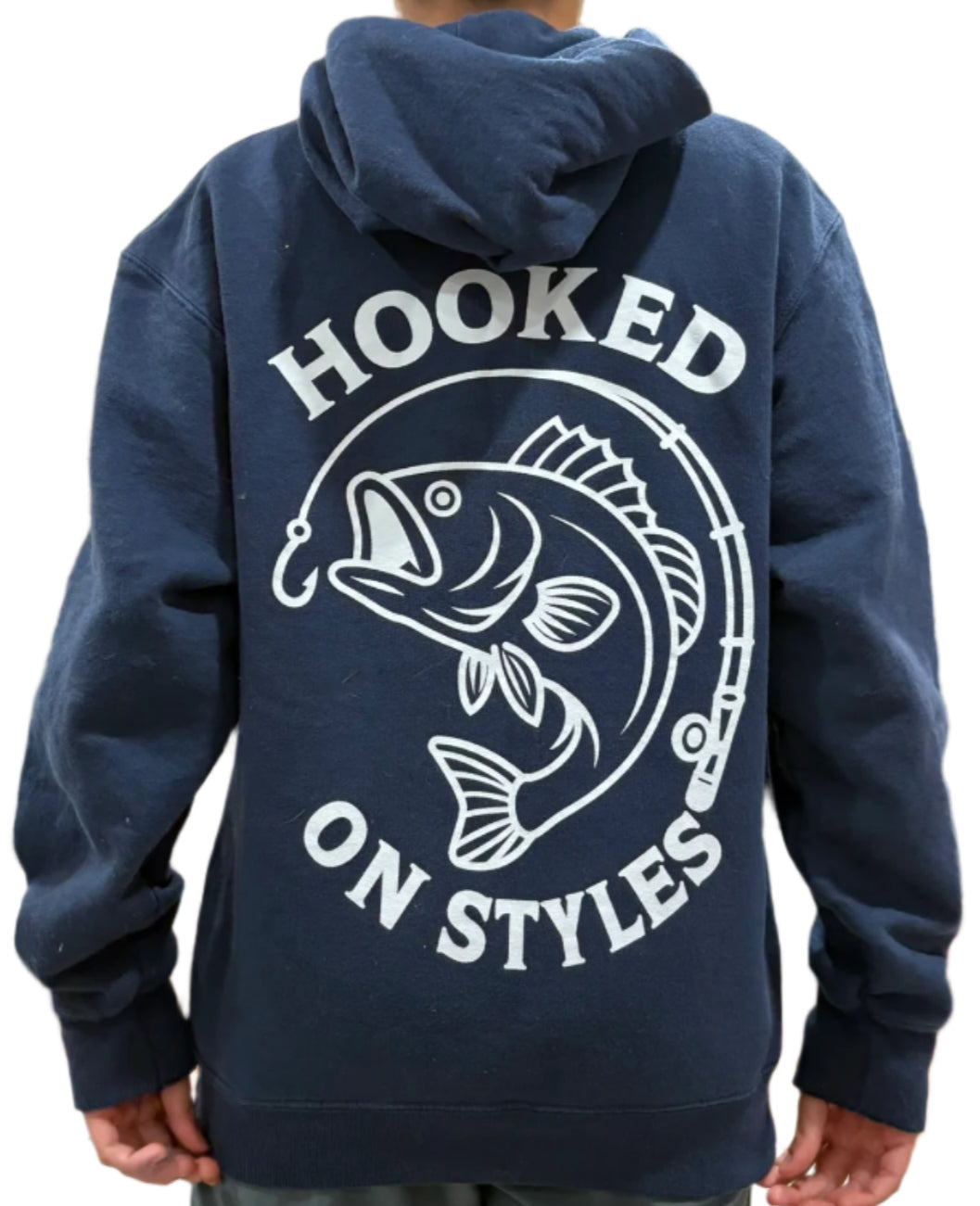 Bass Fishing Hoodie-Navy